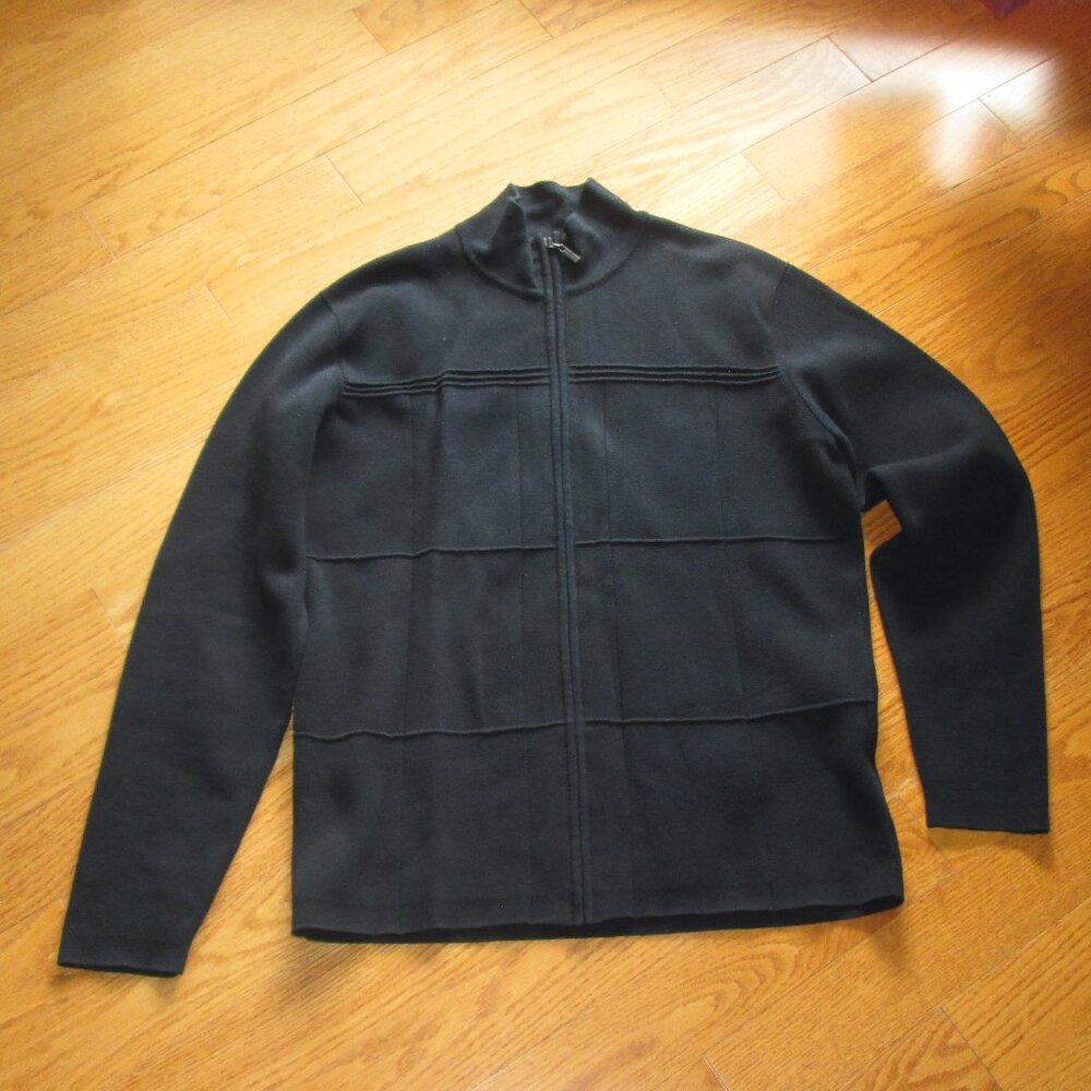 Men's Mexx Black Cotton Full Zip Cardigan Sweater Size Medium